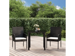 Juego de comedor de jardín de 3 piezas con cojines de mimbre negros de DKD Home Decor