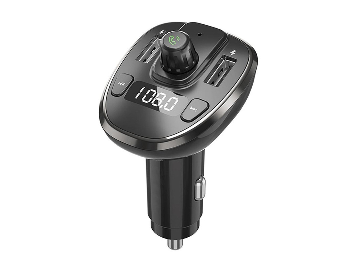 Transmisor de FM YIZHOOD Reproductor de MP3 de audio para automóvil Bluetooth inalámbrico manos libres con cargador de automóvil de doble puerto USB de carga rápida de 3.4A negro