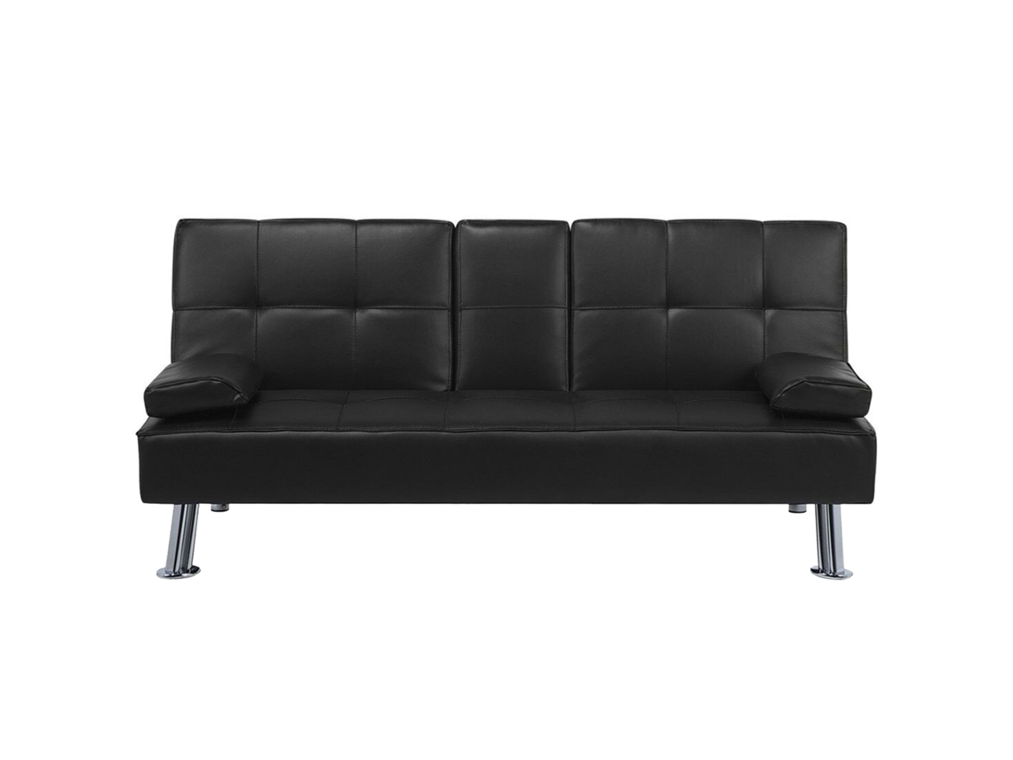 Sofá cama BELIANI Roxen de Piel sintética Negro 168x81x77