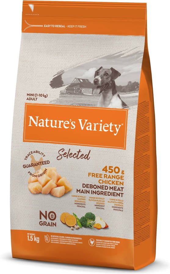 Natures Variety Selected pienso para perros adultos mini con pollo campero deshuesado 15 kg no grain