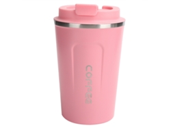 Taza de café portátil para coche, antiderrames, de acero inoxidable, doble capa, 380 ml (rosa)