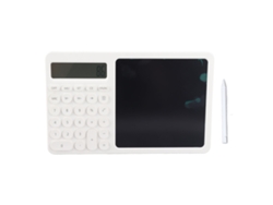Calculadora científica y tableta de escritura 2 en 1 con pantalla de temperatura y fecha para oficina y escuela.