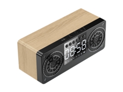 MEOIRUERY Reloj de Madera con Altavoz Bluetooth, Altavoz Portátil 6W con Micrófono Integrado, Ideal para Teléfonos, Tablets, Ordenadores y Radio