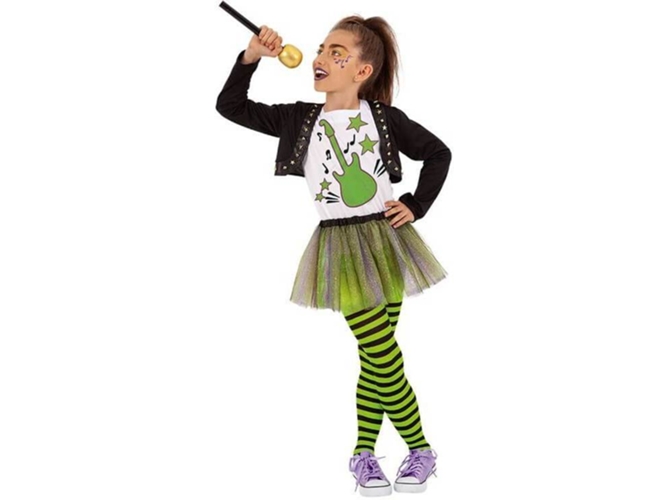 Disfraz de Niña DISFRAZZES Cantante Pop Negro Y Verde (Talla: 5 a 7 años)