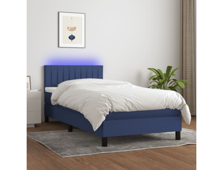 Cama con somier VIDAXL (Azul - Tela - 203 x 90 x 88 cm)