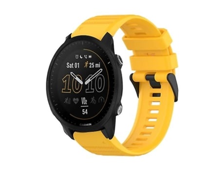 Correa De Reloj Inteligente Para Garmin Forerunner 955, Correa De Silicona Con Textura Horizontal De 22Mm Y Herramienta De Extracción, Color Amaril...