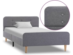 vidaXL Estructura de cama de tela gris claro 90x200 cm