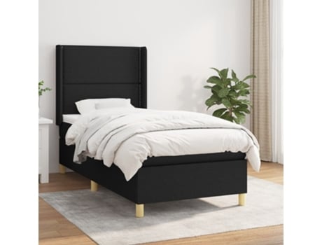 vidaXL Cama con somier y colchón 90x190 cm tela negra