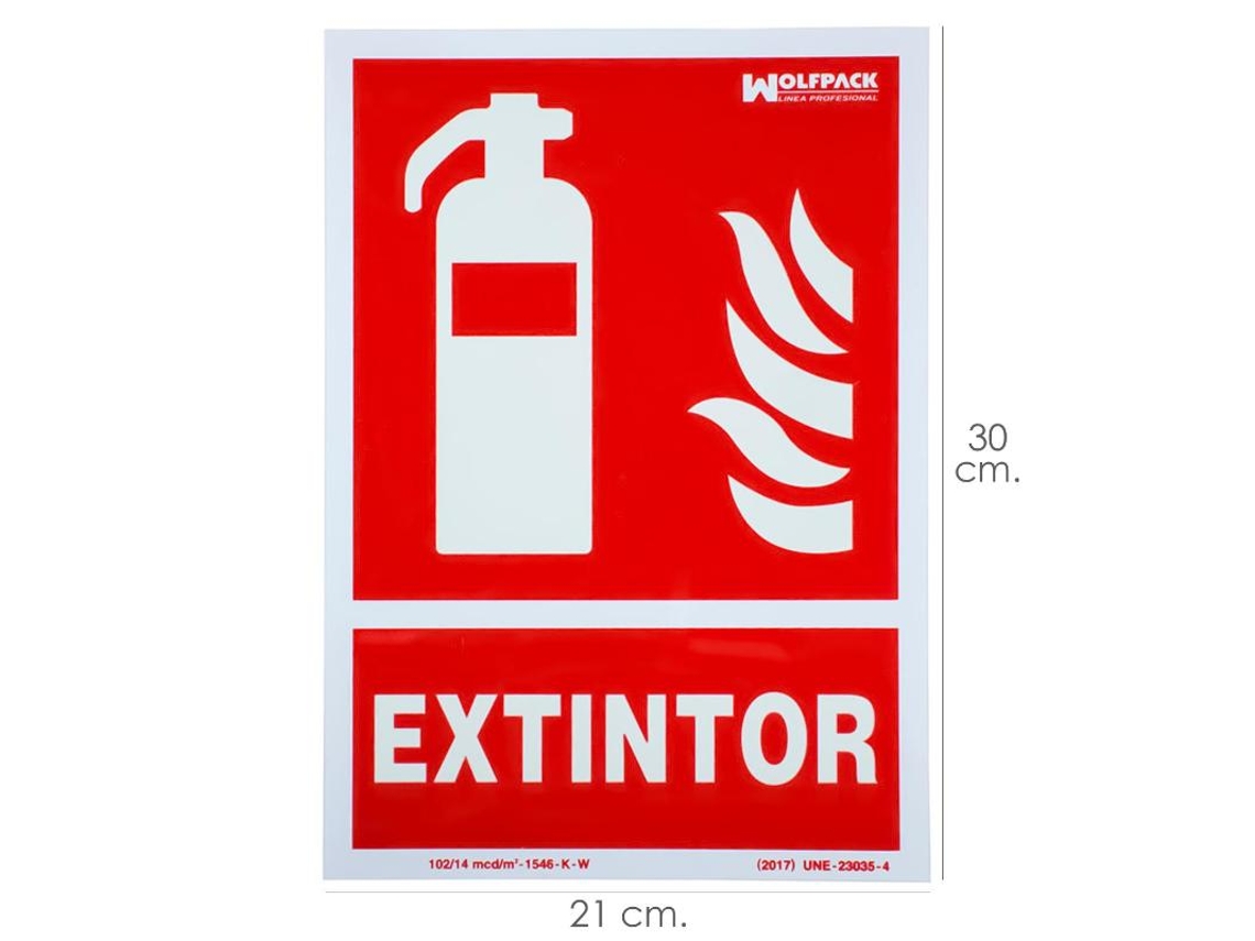 Cartel / señal fluorescente extintor 30x21 cm.