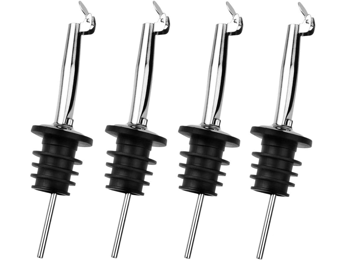 Vertedores de botellas de acero inoxidable con tapa abatible, diseño de pico cónico para un vertido suave, boquilla dispensadora de bebidas de precisión C