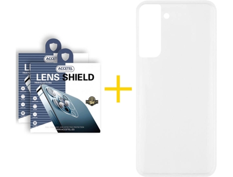 Carcasa + 2 Protectores de Cámara para Samsung Galaxy S21 5G ACCETEL Transparente Claro