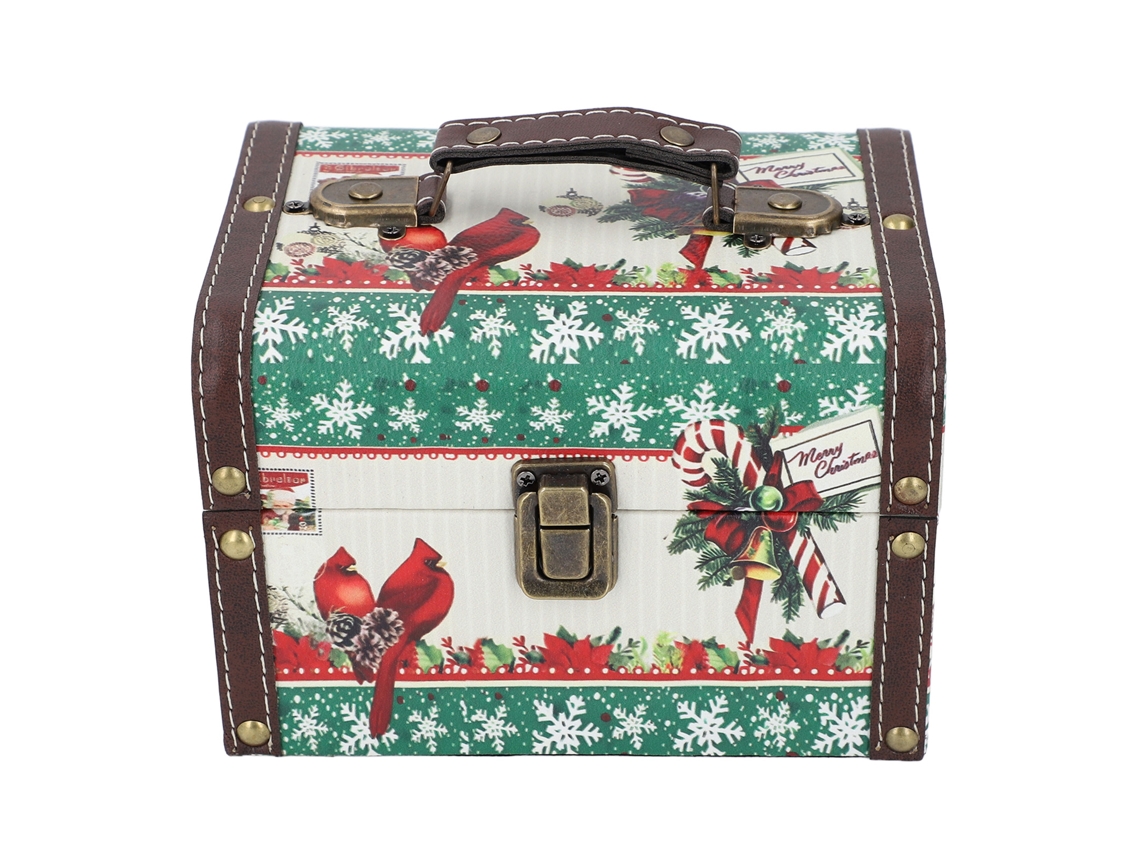 Baúl Navideño Decorativo Multiusos Portátil Fabricado En Madera Compuesta Para Almacenamiento, Regalos, Sala De Estar, Dormitorio.