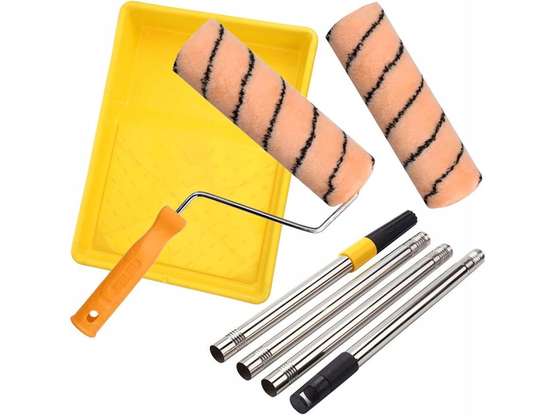 Set de pintura naranja – Rodillo de 25 cm + extensión de 0,6 a 1,05 m | Poliacrílico | Ergonómico