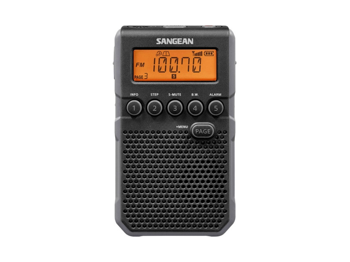 SANGEAN Dt-800 Negro Radio Digital Bolsillo Am Fm Con Rds Pantalla Lcd Batería Recargable