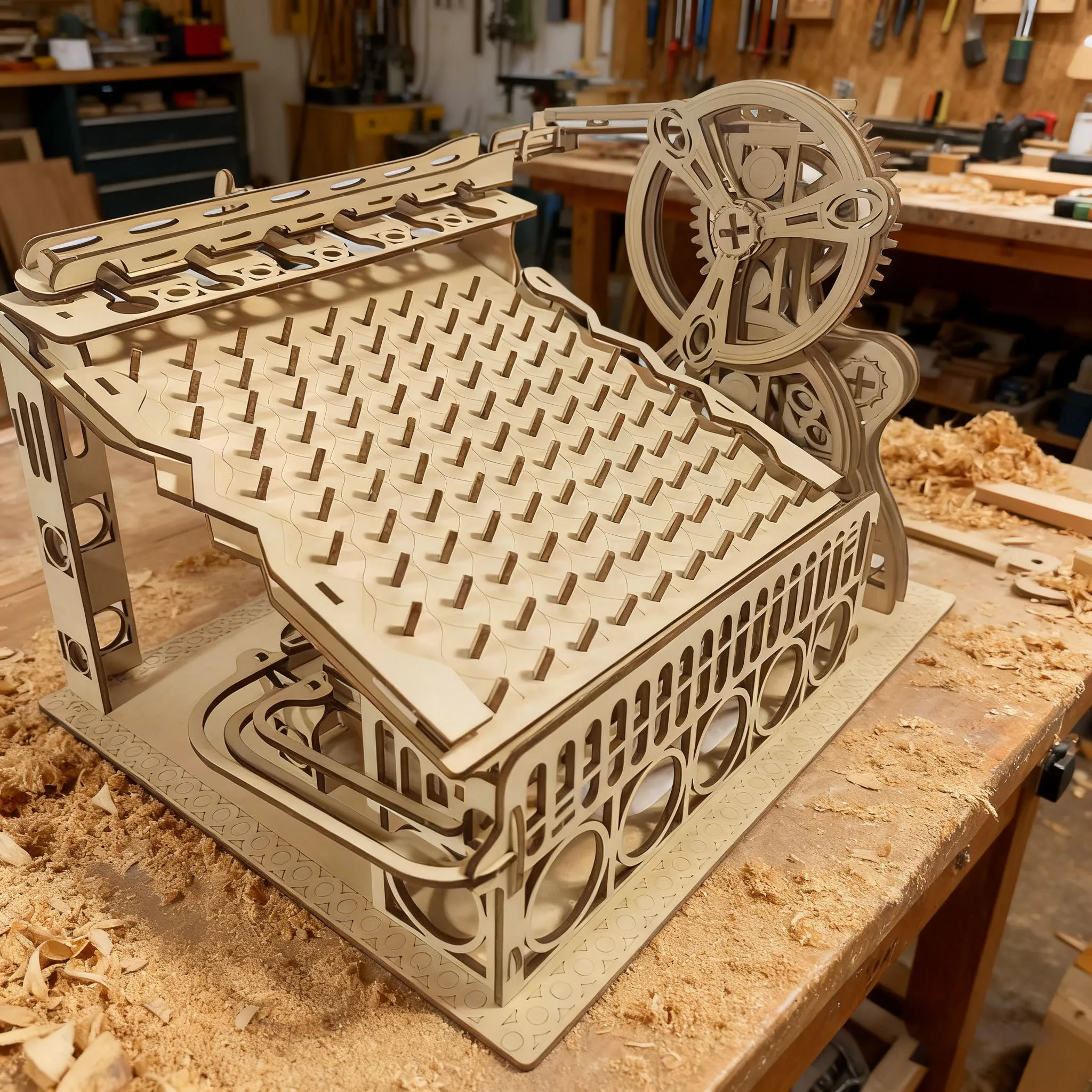 Kit De Montaje De Modelo De Tobogán Mecánico De Madera Para Armar En 3d.