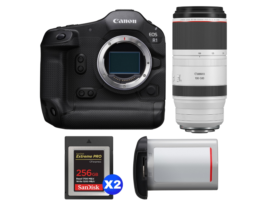 Canon Eos R1 + Rf 100-500mm F/4.5-7.1 L Is Usm + 2 Sandisk 256gb Extreme Pro Cfexpress Type B + Canon Lp-e19 + Ebook Pricedirect