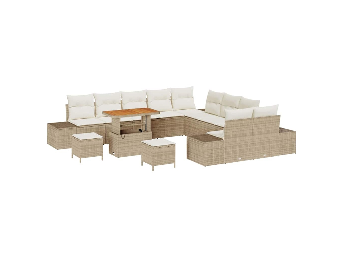 Maison Exclusive - Juego de sofás de jardín de ratán sintético beige de 13 piezas
