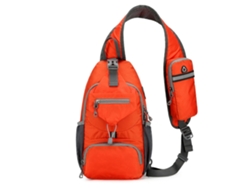 Mochila bandolera para hombre de nailon, multifuncional, para llevar al hombro, en el pecho o para uso informal en viajes, de color naranja.
