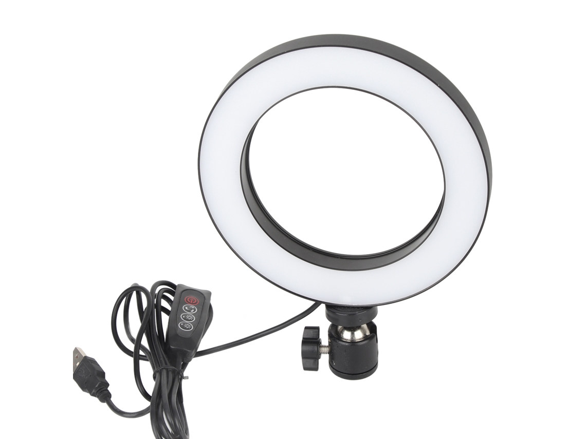 Luz Anular Led 16cm Un-160 3 Cores Ajustável Com Tripé Para Fotografia Beauty Live