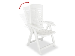Juego de 4 Tumbonas Sillas de jardín reclinables Muebles para patio plástico blanco