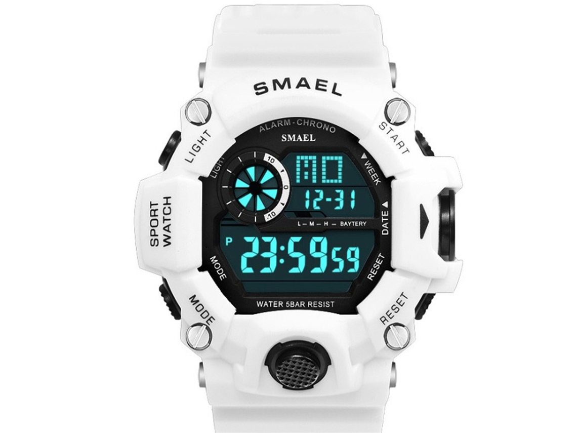 Reloj Deportivo Electrónico Con Led Blanco, Resistente Al Agua Hasta 50 Metros, Para Estudiantes Adolescentes.