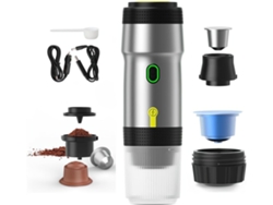 Cafetera portátil 3 en 1, con autocalentamiento y extracción, para coche y hogar, color plata Digitallab