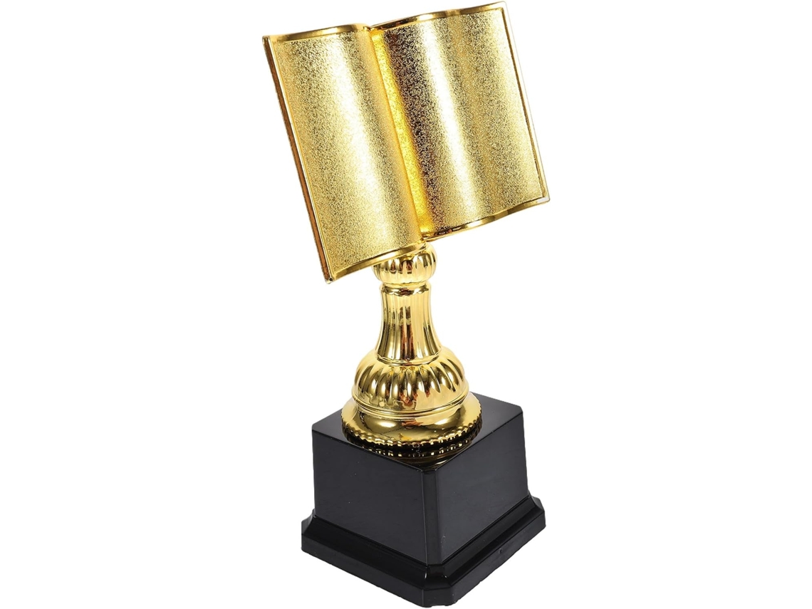 Trofeo compacto de plástico para concursos de lectura, 1 unidad.
