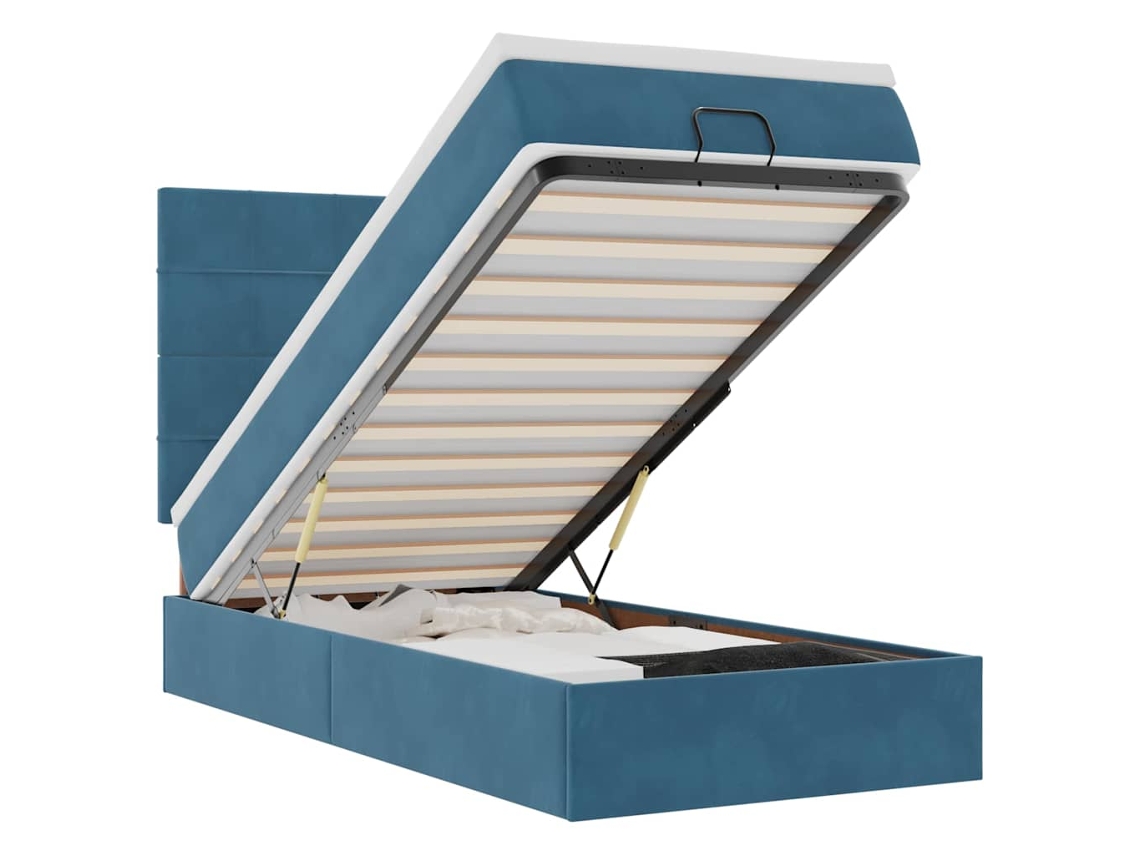 Maison Exclusive - Estructura Cama Otomana Colchones Terciopelo Azul Oscuro