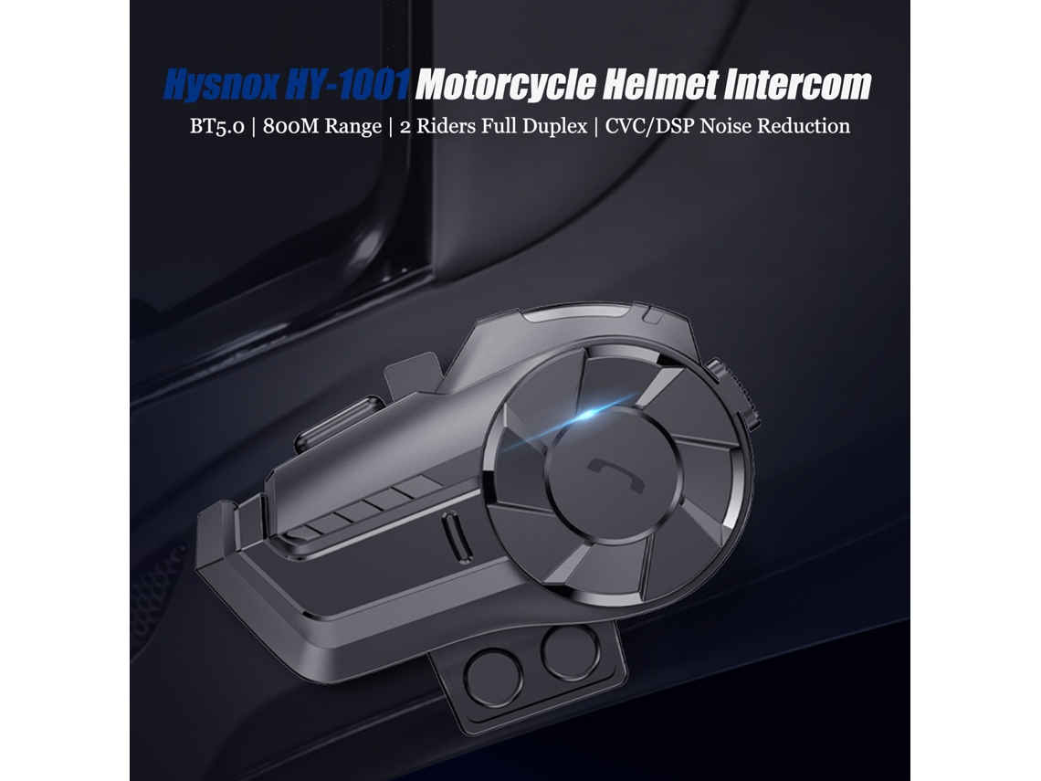 Intercomunicador Para Casco De Motocicleta Hysnox Hy-1001 Bt5.0 800m Ip65 Reducción De Ruido Cvc Dsp