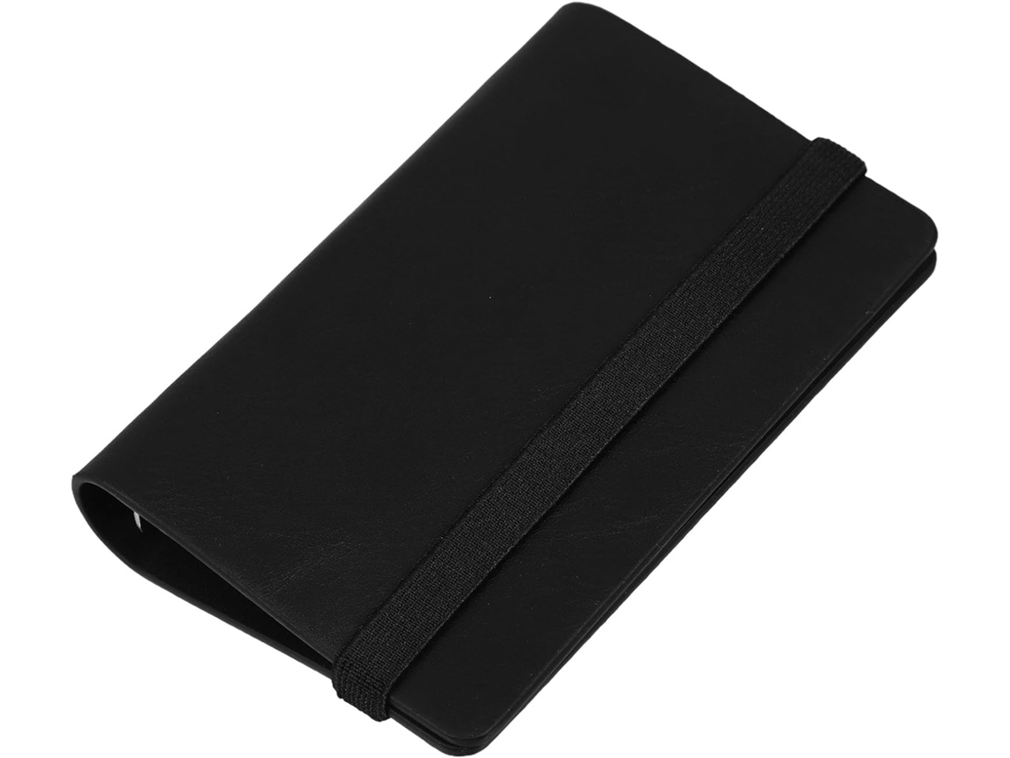 Maletín portátil Gokoco M5 con anillos de cuero PU negro, cubierta recargable para agenda y cuaderno, organizador liviano.