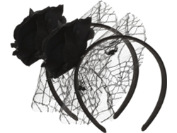 Coroa De Rosas De Tule Em Duas Peças Para O Halloween, Acessório De Festa E Penteado Misterioso.