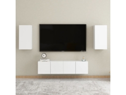 4 Pzs Pack de Muebles de Armario Tv Contrachapado Blanco