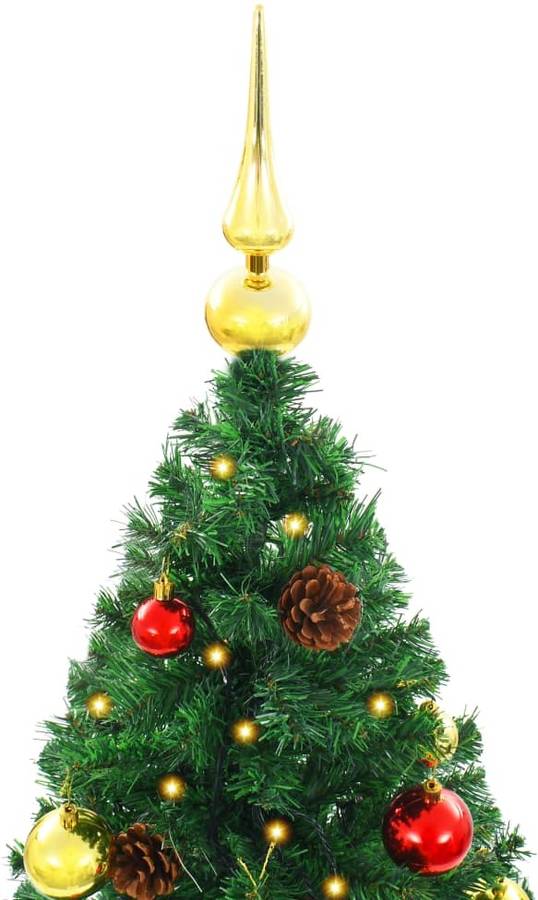 Árbol de Navidad VIDAXL con Bolas y Luces LED (Verde - 75x150 cm)