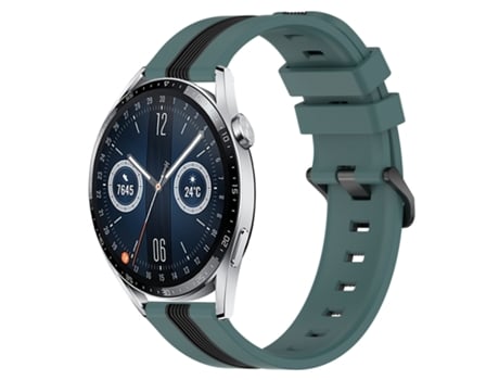 Correa de reloj inteligente para Huawei Watch GT3 46 mm 22 mm Correa de reloj de silicona vertical de dos colores (verde + negro)