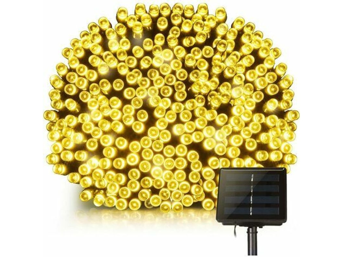 Guirnalda De Luces Solares, 200 Led, 22 M, Resistente Al Agua, 8 Modos, Luz Blanca Cálida, Jardín, Hogar, Boda.