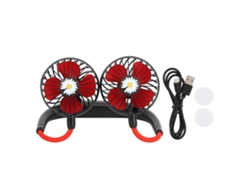 Ventilador de cuello USB portátil, 3 velocidades, recargable, negro.