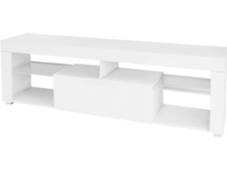 Mueble de TV ML-DESIGN 4 Compartimentos (Blanco - MDF y Vidrio - 140 x 51 x 35 cm)