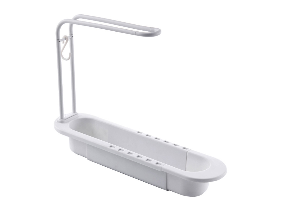 Estante Telescópico Para Desagüe De Fregadero, Estante De Almacenamiento De Cocina Ajustable De Dos Niveles.