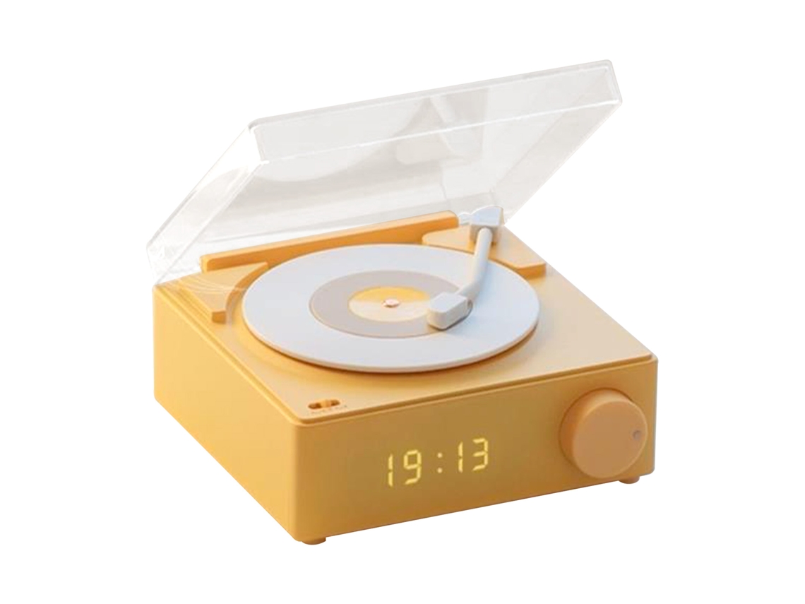 Tocadiscos Bluetooth Con 3 Modos, Sonido Estéreo Hifi, Portátil Y Despertador Amarillo.