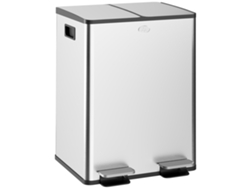 Cubo De Basura De Acero Inoxidable De 2x20l Con Pedal Y Tapa De Cierre Suave, Color Plata.