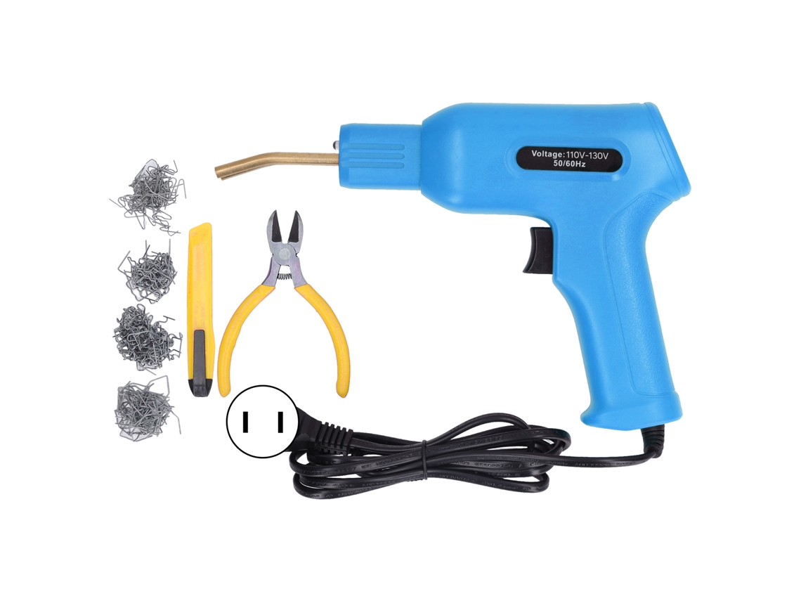 Máquina De Reparación De Plástico Automotriz 50w Hot Stapler Para Parachoques Coche Con 4 Tipo Clavos Kit Us Plug 110-130v Azul