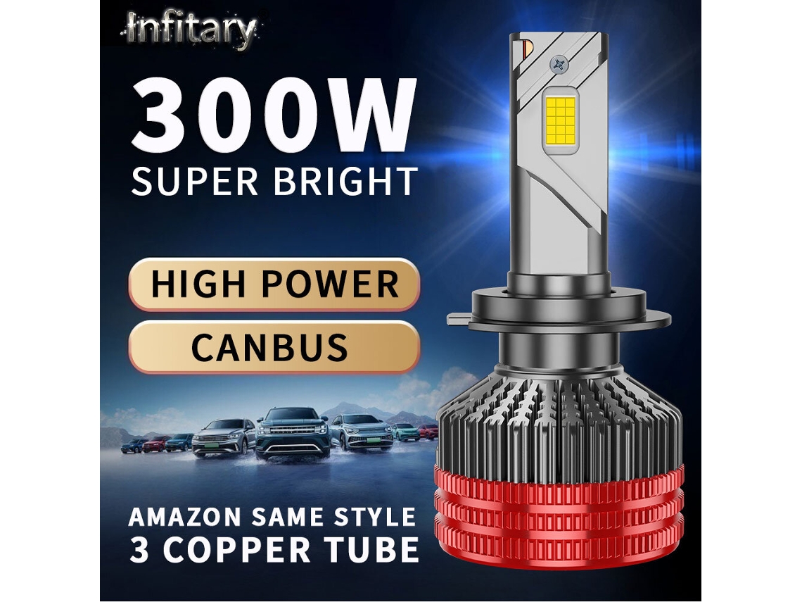 Bombillas Led Para Faros Delanteros De Coche H4-infitary Q6 De 30000 Lm, 300 W, Luz Alta Y Baja, 6500 K, Blanco Brillante