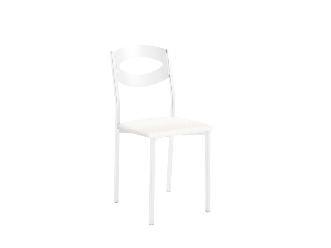 Cadeira de Cozinha Branca Olga 38x86x47cm Couro Sintético Branco FANMUEBLES