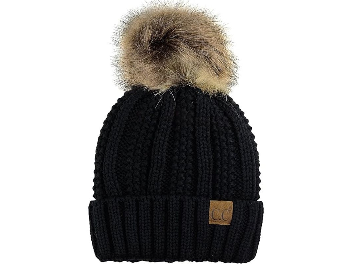Gorro De Cuello Midnight Con Forro De Felpa, Pompón Sintético Y Presillas Para Las Orejas, Talla 55-63 Cm, Acrílico.