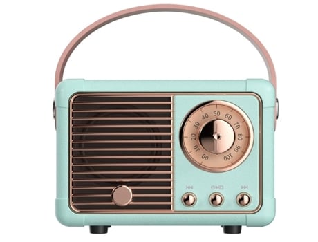 Altavoz Bluetooth de estilo retro diseño de radio clásico de estilo antiguo diseño portátil pequeño y compacto azul pálido BISBISOUS