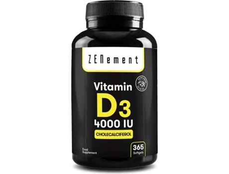 Complemento Alimentar Zenement vitamina d3 4000 ui 365 softgels perlas natural colecalciferol con aceite de oliva virgen extra 1 año suministro sistema