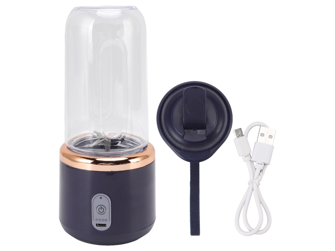 Licuadora portátil mini de 6 cuchillas de alta velocidad, vaso para jugo de 300 ml con carga USB para viajes