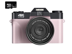 Cámara digital SZSMART DC08 4K F2.4 16X multiplicación Pantalla de 3 pulgadas Regalo de cumpleaños rosa 128G