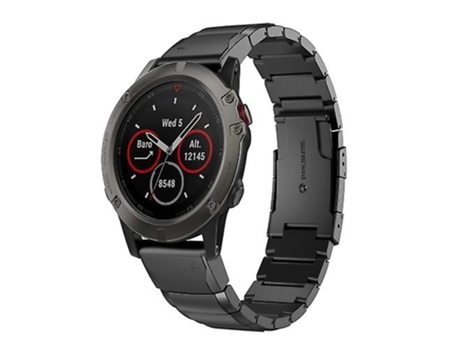 Correa De Reloj Inteligente Para Garmin Fenix 5X Sapphire 26 Mm Turtle Shell Correa De Reloj De Acero Inoxidable Negra VENISYMLIS