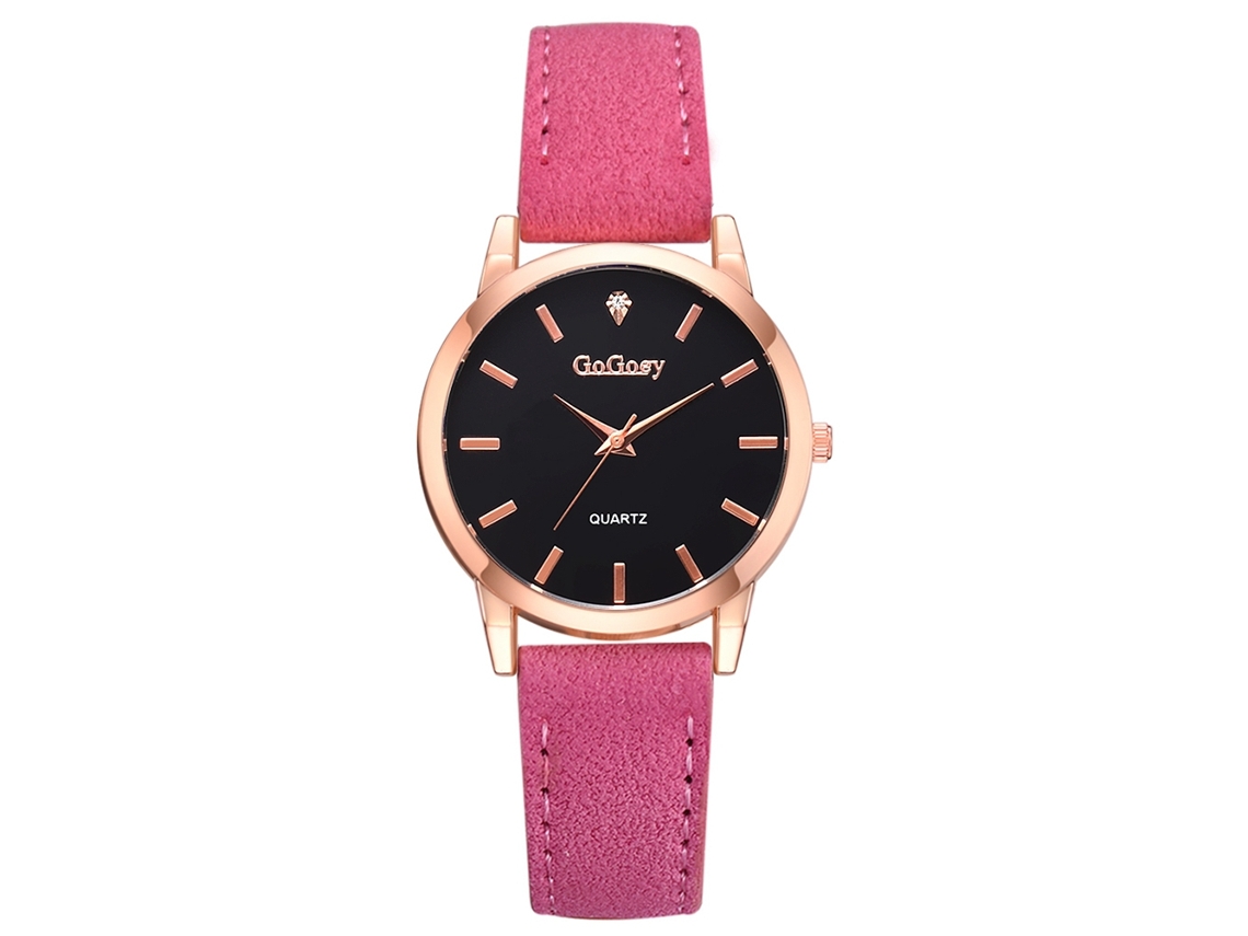 Reloj De Pulsera De Cuarzo Para Mujer, Estilo Casual, Con Esfera Redonda, Color Rosa Fucsia.